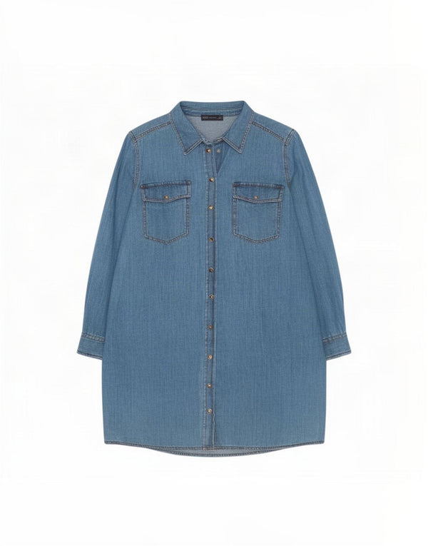 Marks & Spencer Γυναικείο μακρυμάνικο τζιν πουκάμισο UK 18 XL μπλε βαμβακερό
