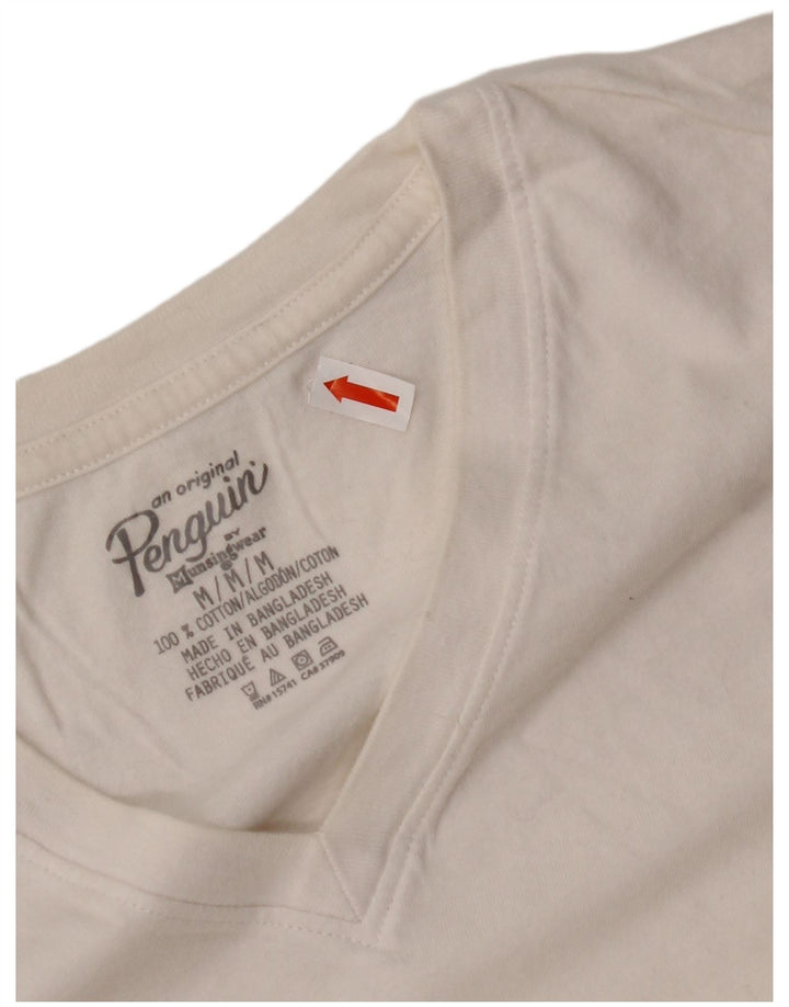 PENGUIN Γυναικείο T-Shirt Top UK 14 Μεσαίο λευκό βαμβακερό