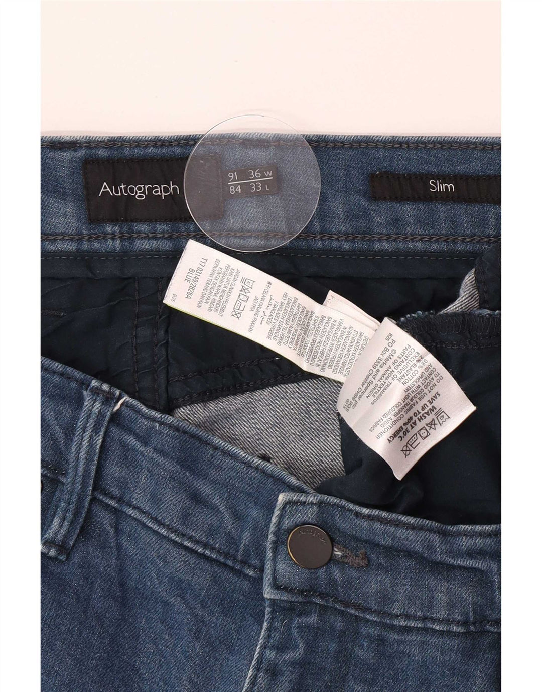Marks & Spencer Ανδρικό Autograph Slim Jeans W36 L30 Μπλε βαμβακερό