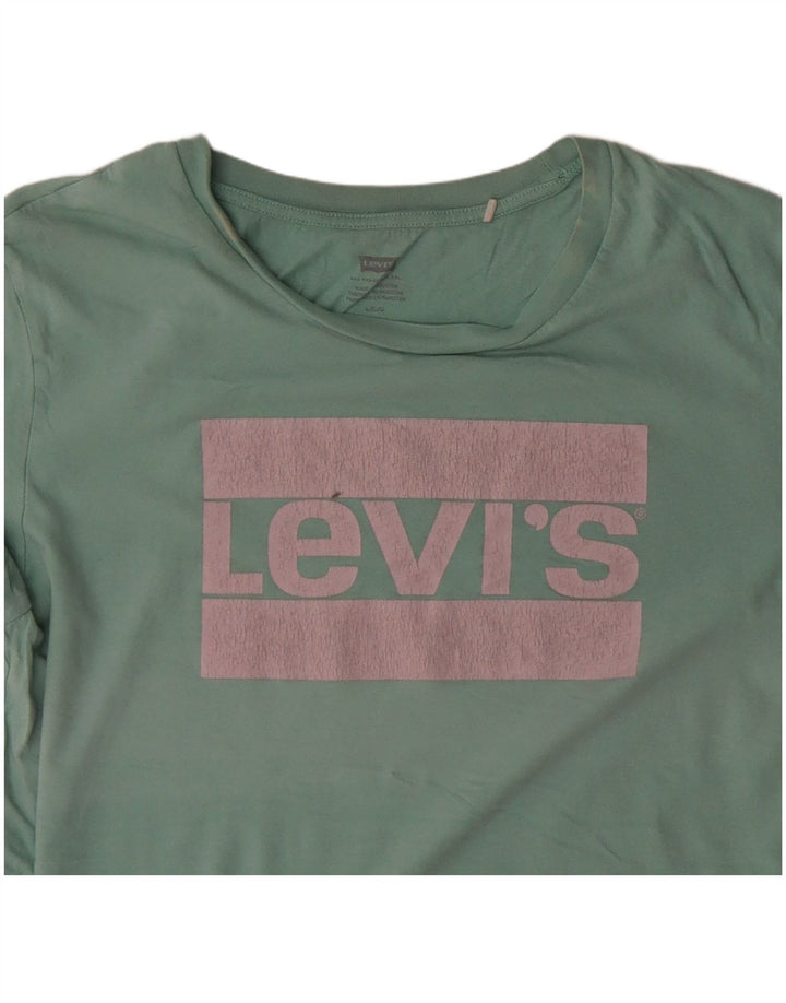 Γυναικείο γραφικό μπλουζάκι LEVI'S Top UK 16 μεγάλο τιρκουάζ βαμβάκι