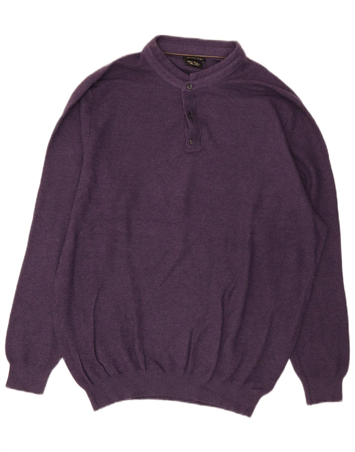 Massimo Dutti Ανδρικό πουλόβερ με λαιμό 2XL μωβ βαμβακερό