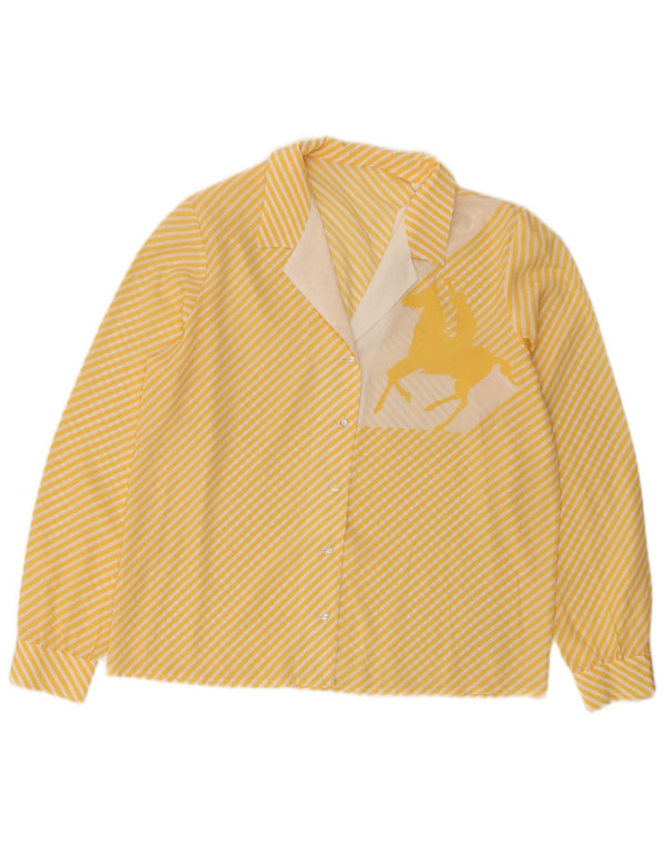 Vintage γυναικείο γραφικό πουκάμισο UK 16 Large Yellow Pinstripe