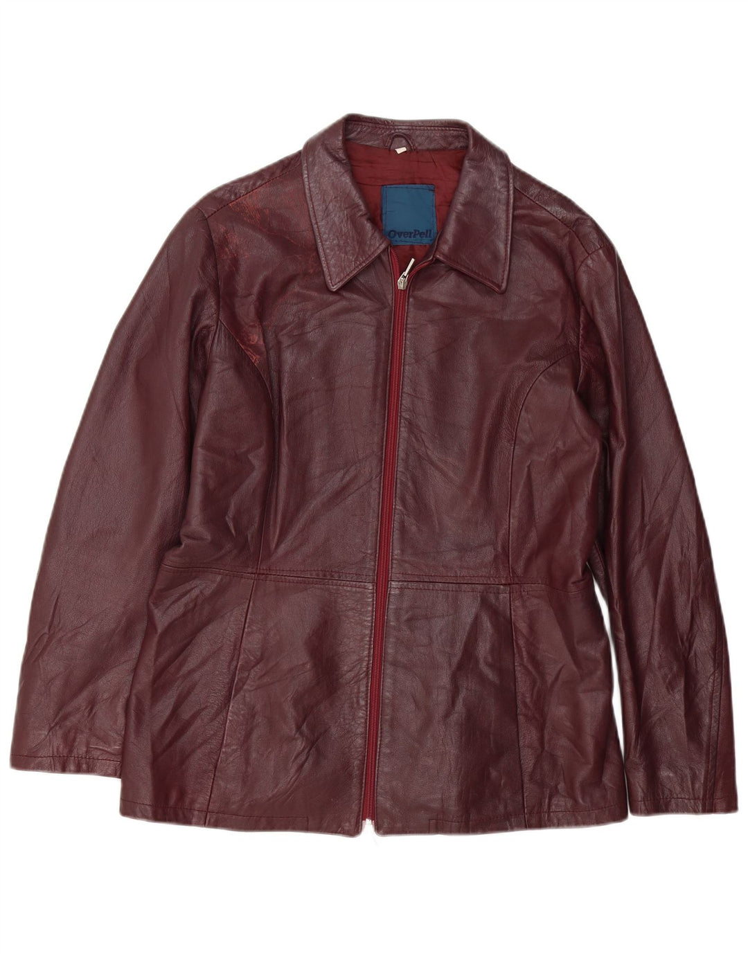 Vintage Γυναικείο Δερμάτινο Μπουφάν UK 18 XL Δερμάτινο Βουργουνδίας