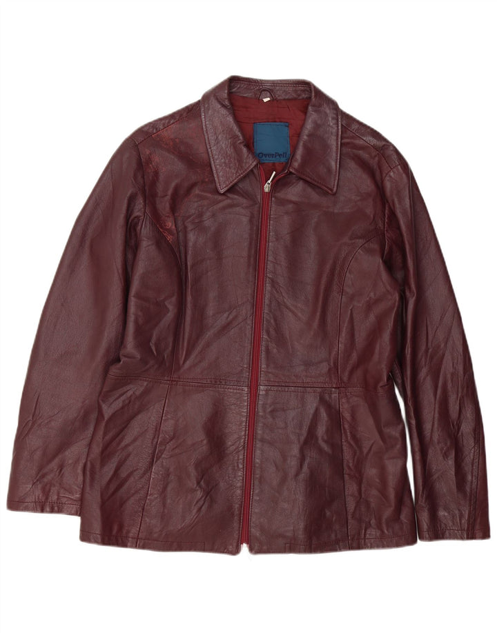 Vintage Γυναικείο Δερμάτινο Μπουφάν UK 18 XL Δερμάτινο Βουργουνδίας