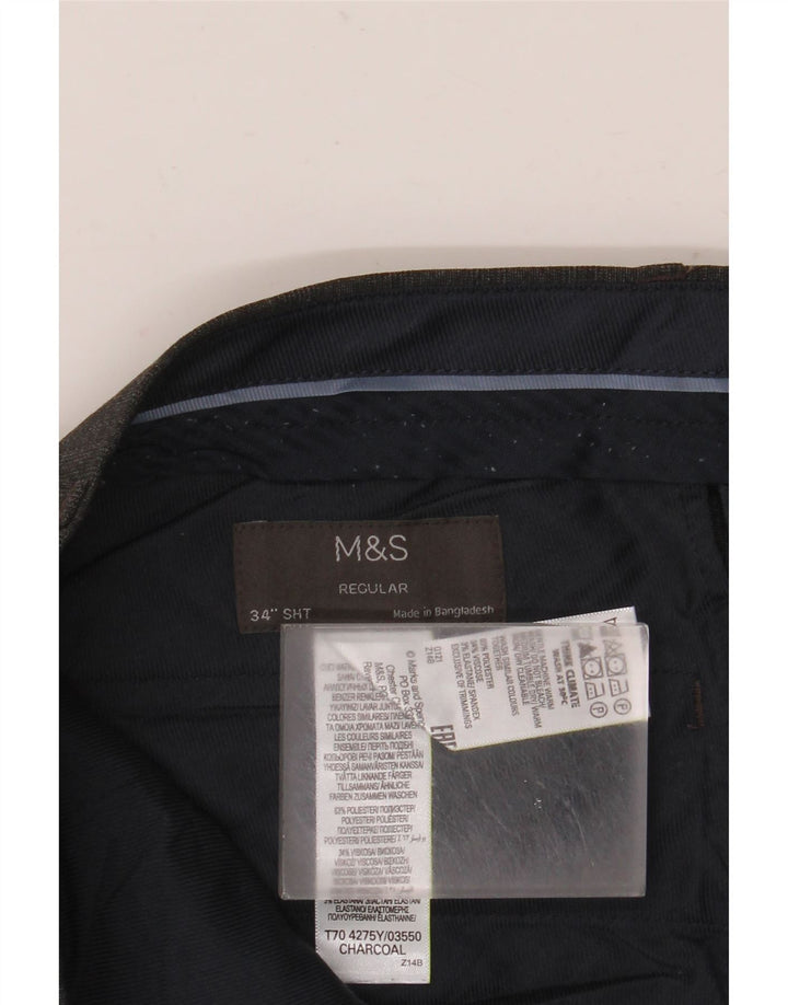Marks & Spencer Ανδρικό παντελόνι Chino με κανονική εφαρμογή W34 L29 Γκρι πολυεστέρας