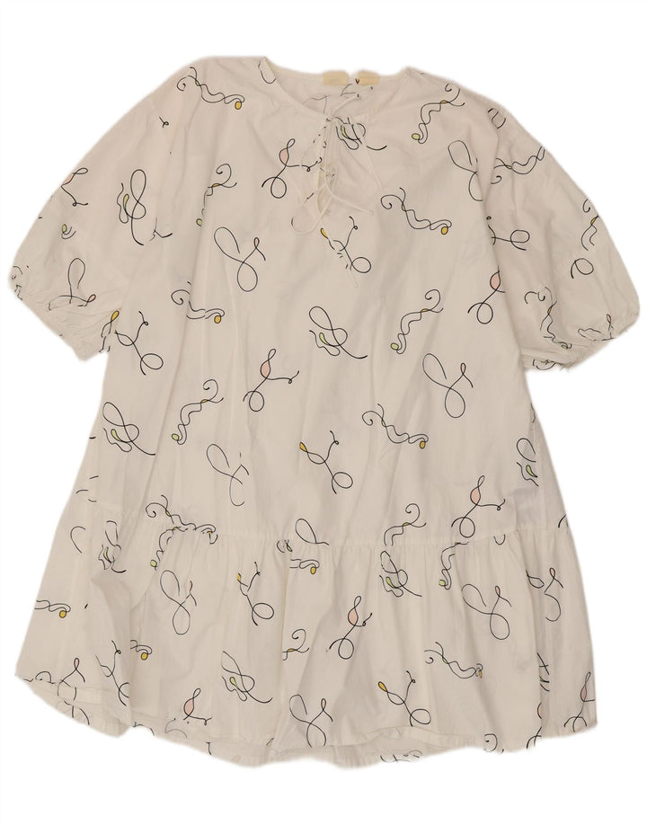 Γυναικείο Abstract Pattern Oversized Tent φόρεμα UK 14 Medium White