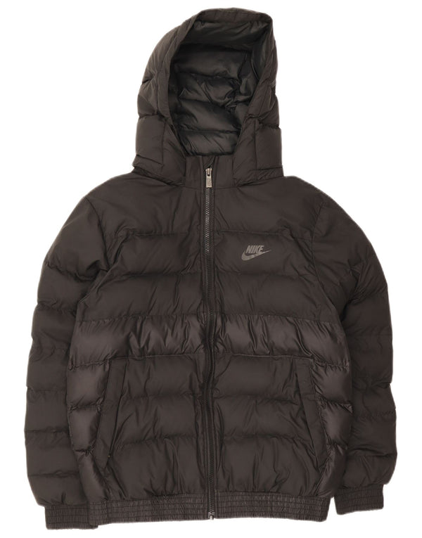 Nike Boys Hooded Padded Jacket 13-14 Years XL Black Colourblock Polyester