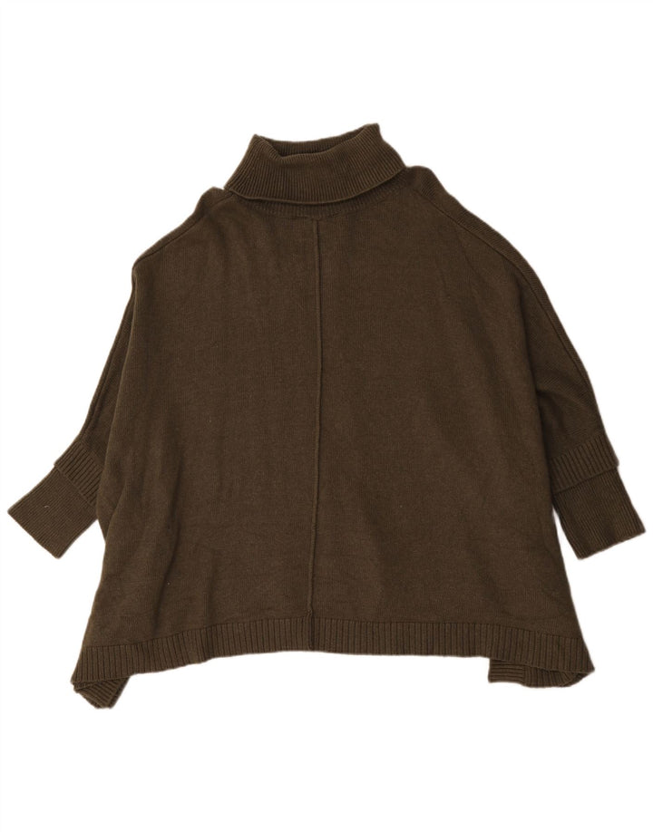 Joules γυναικείο υπερμεγέθη ρολό λαιμόκοψη Poncho Jumper UK 14 Medium Khaki Viscose