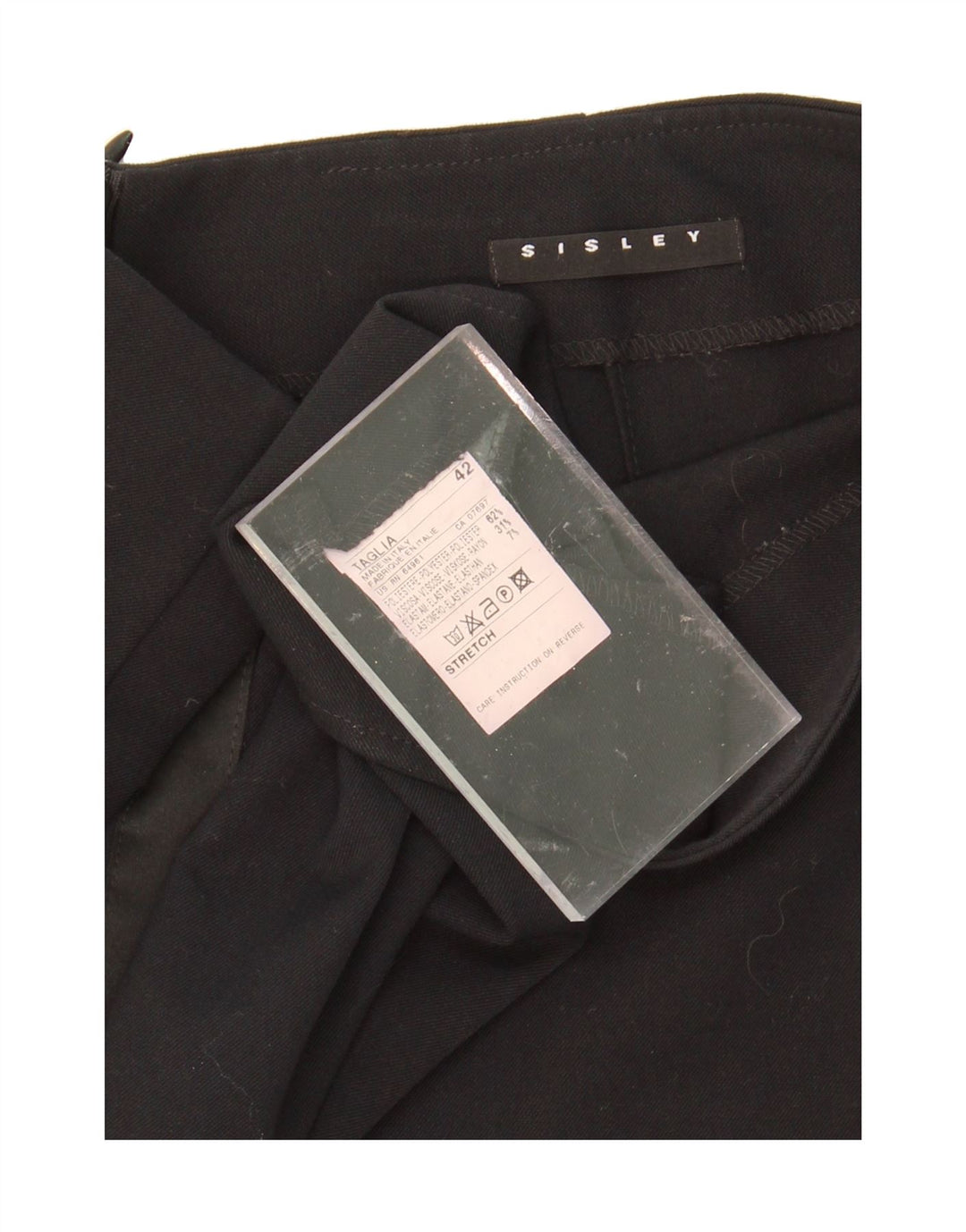 SISLEY Womens Straight Skirt IT 42 Medium W32  Black Polyester Vintage Sisley and Second-Hand Sisley from Messina Hembry 