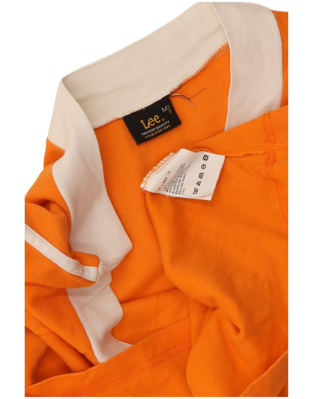 Γυναικείο γραφικό μπλουζάκι LEE Crop Top UK 12 μεσαίο πορτοκαλί βαμβακερό