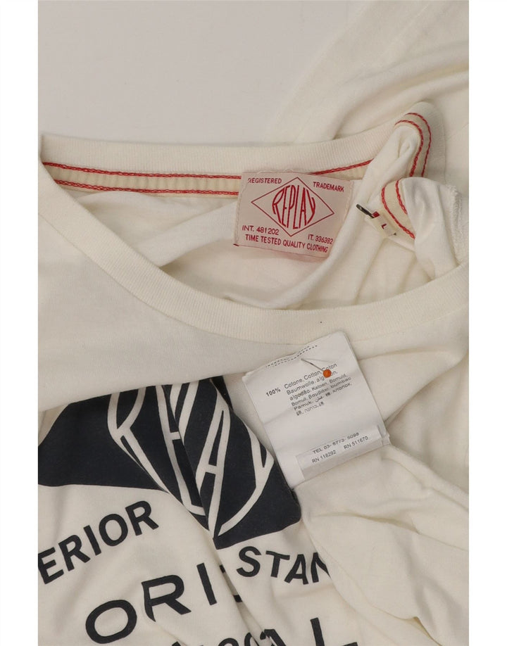 REPLAY Ανδρικό γραφικό τοπ μακρυμάνικο μεγάλο λευκό βαμβακερό