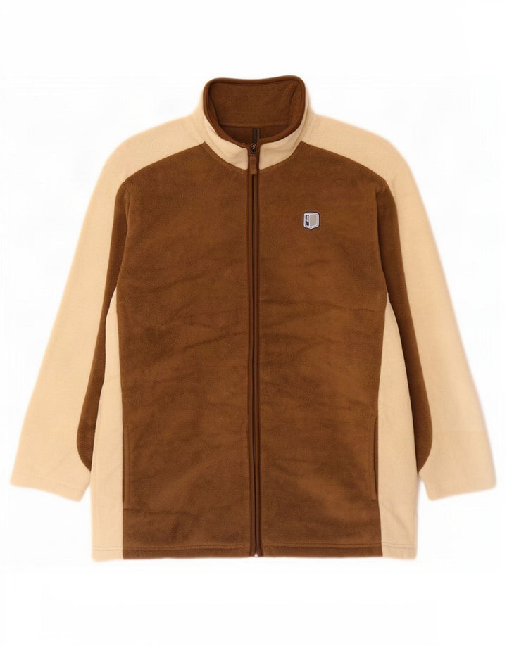 Asics Ανδρικό Fleece Jacket UK 36 Small Brown Colourblock