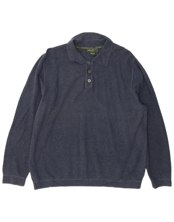 EDDIE BAUER Ανδρικό πουλόβερ με λαιμόκοψη polo, μεσαίο, βαμβακερό, μπλε