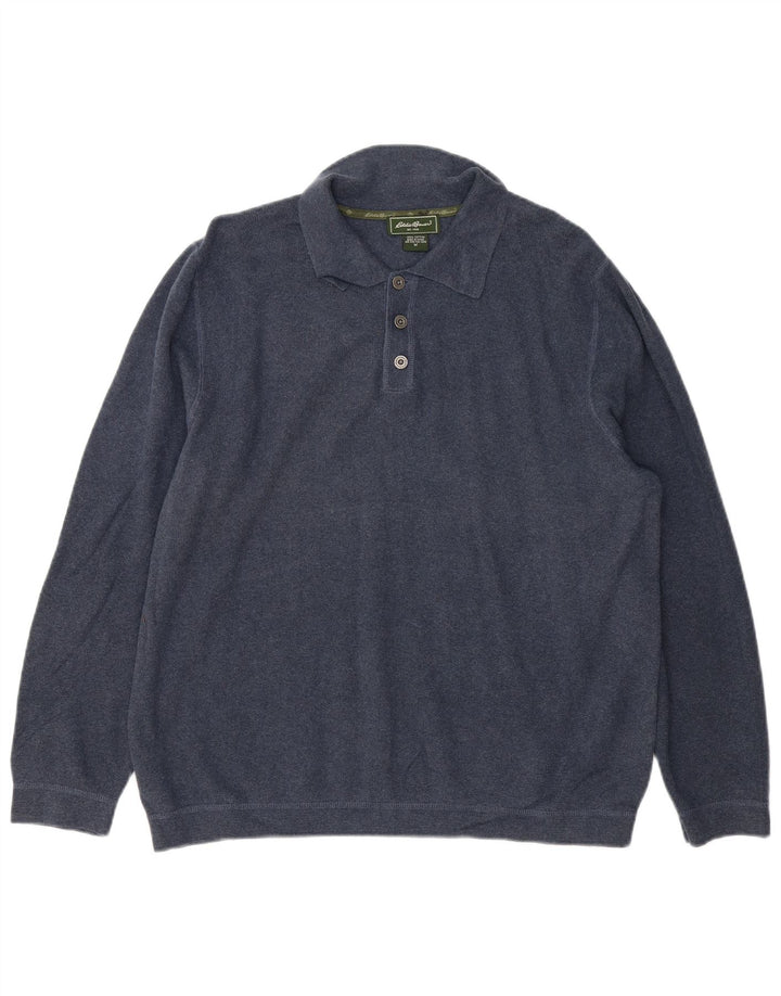 EDDIE BAUER Ανδρικό πουλόβερ με λαιμόκοψη polo, μεσαίο, βαμβακερό, μπλε