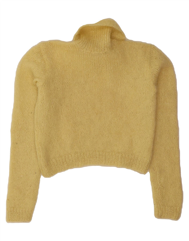 VINTAGE Womens Crop Roll Neck Jumper Sweater UK 14 Medium Yellow Vintage Vintage and Second-Hand Vintage from Messina Hembry 