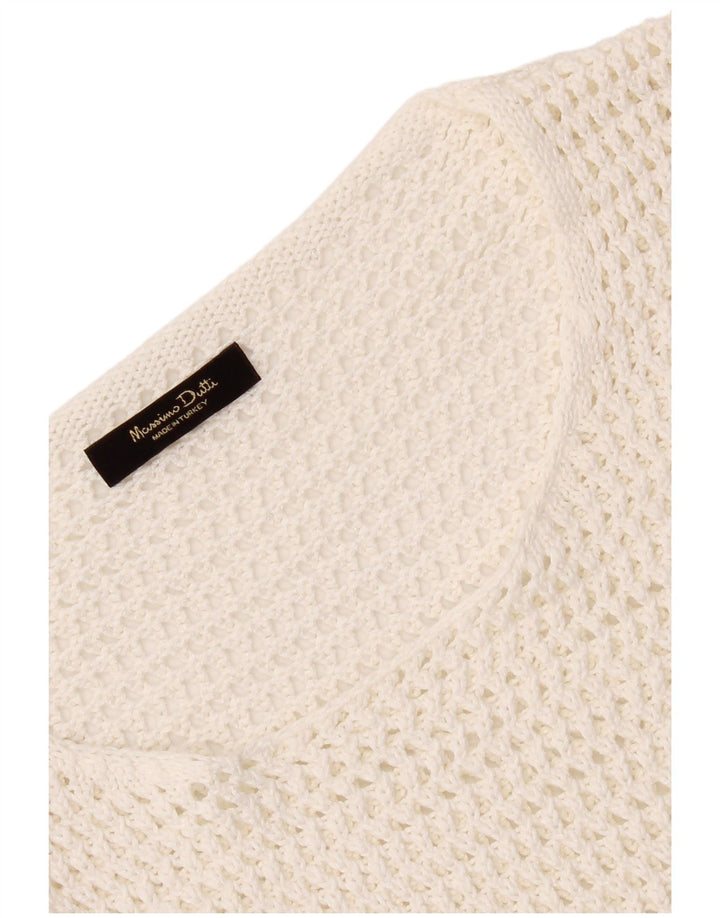 Massimo Dutti Γυναικεία Crop Crochet Μπλούζα Top UK 12 Medium White