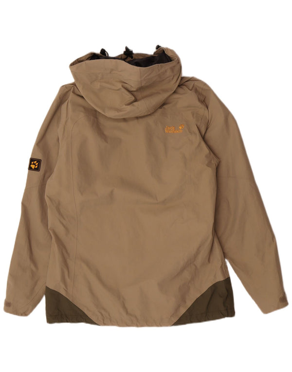 Jack Wolfskin γυναικείο μπουφάν βροχής με κουκούλα UK 12/14 Medium Beige Colourblock