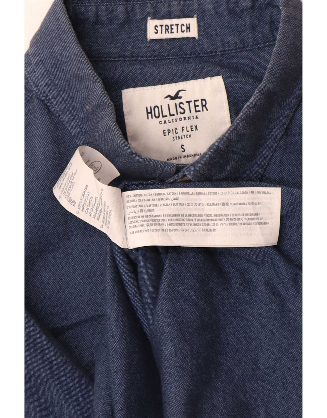Ανδρικό πουκάμισο Hollister Μικρό Βαμβακερό Navy Blue