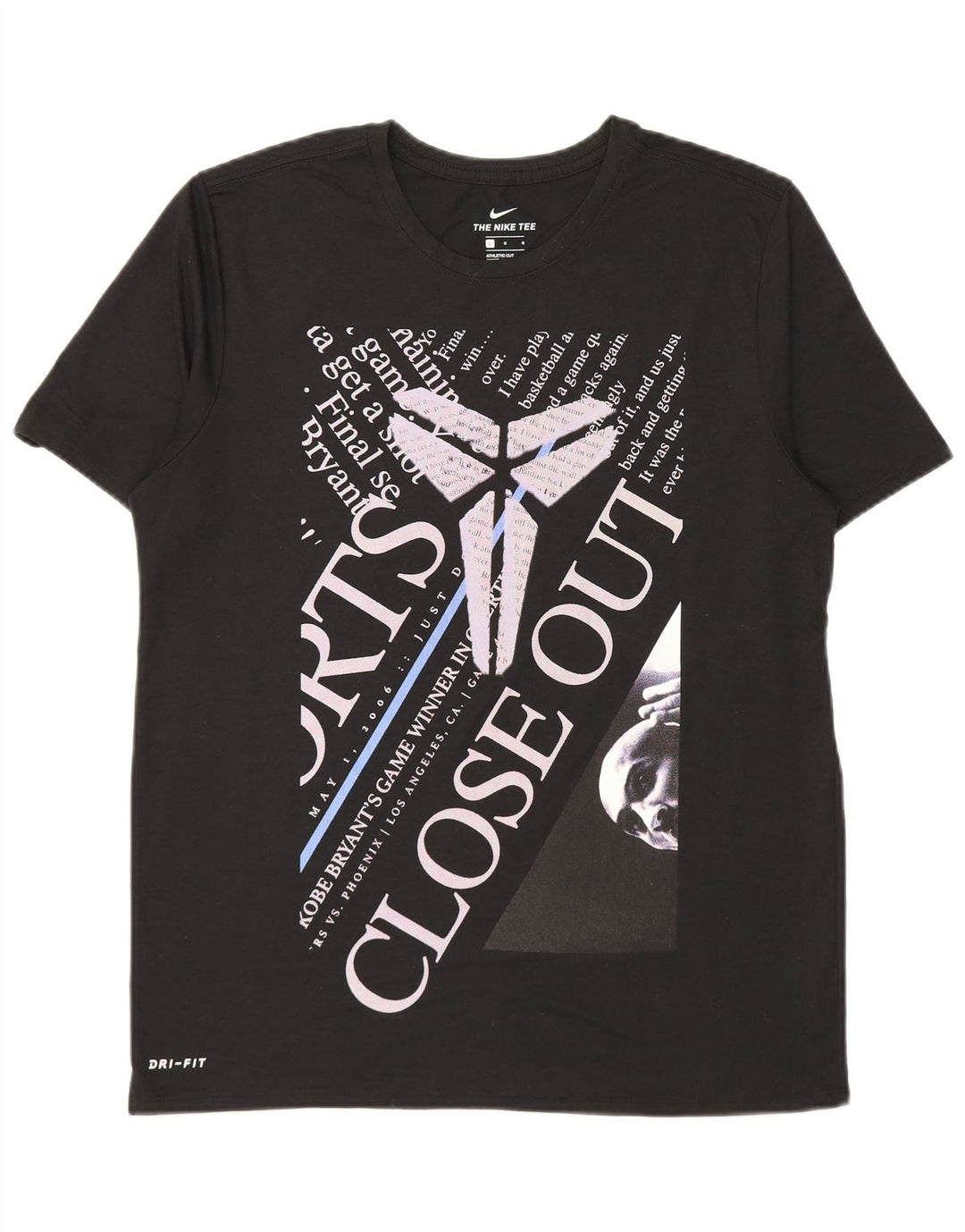 Ανδρικό γραφικό μπλουζάκι Nike Dri Fit, μαύρο πολυεστέρα