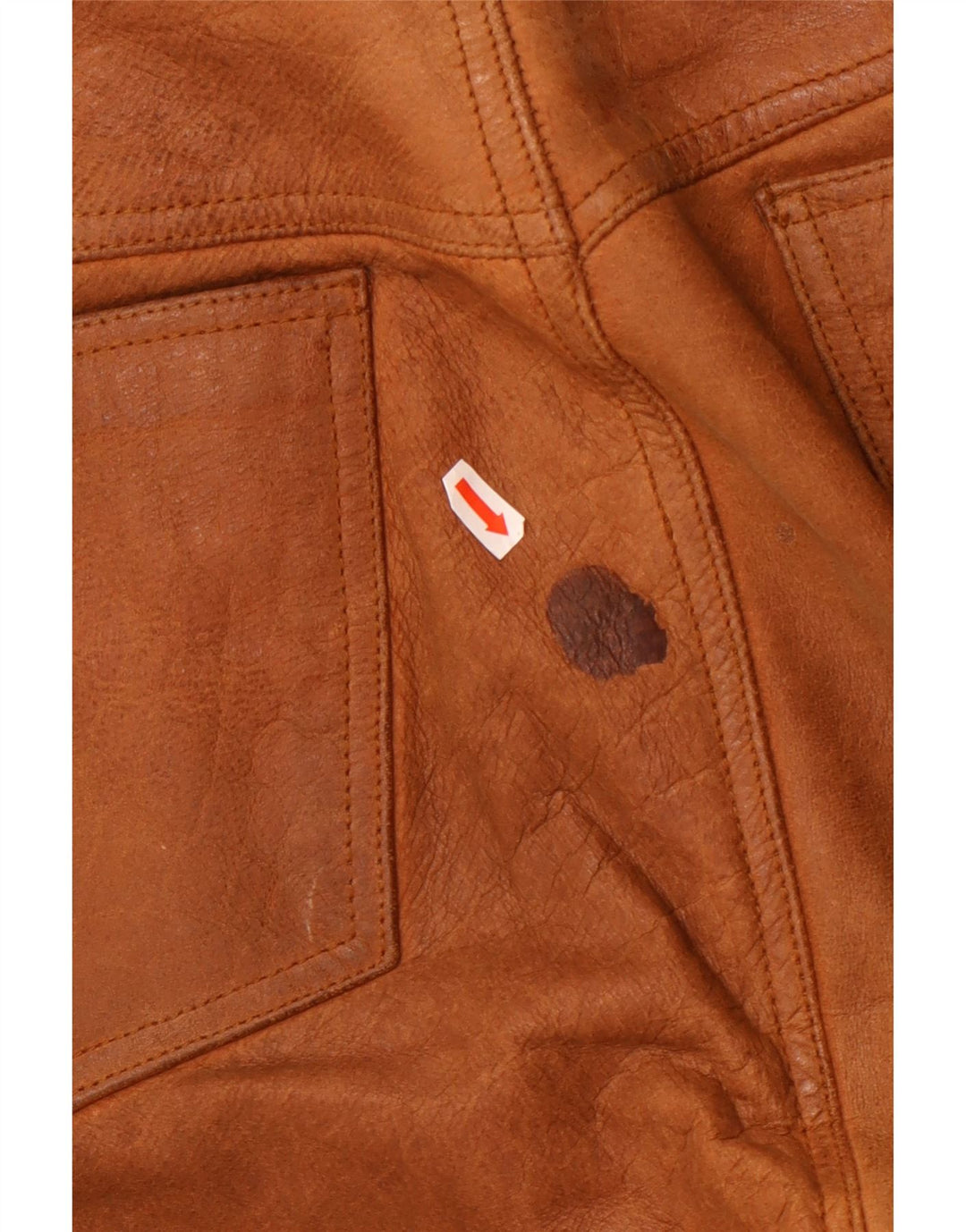 Vintage Ανδρικό ίσιο δερμάτινο παντελόνι W36 L33 Καφέ Δερμάτινο