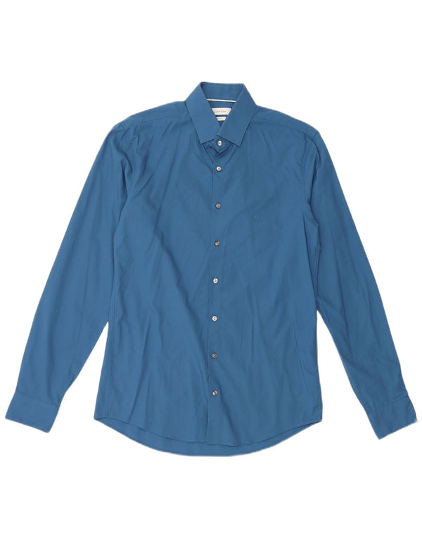 CALVIN KLEIN Ανδρικό πουκάμισο Slim Fit Μέγεθος 38 15 Μεσαίο Μπλε βαμβακερό