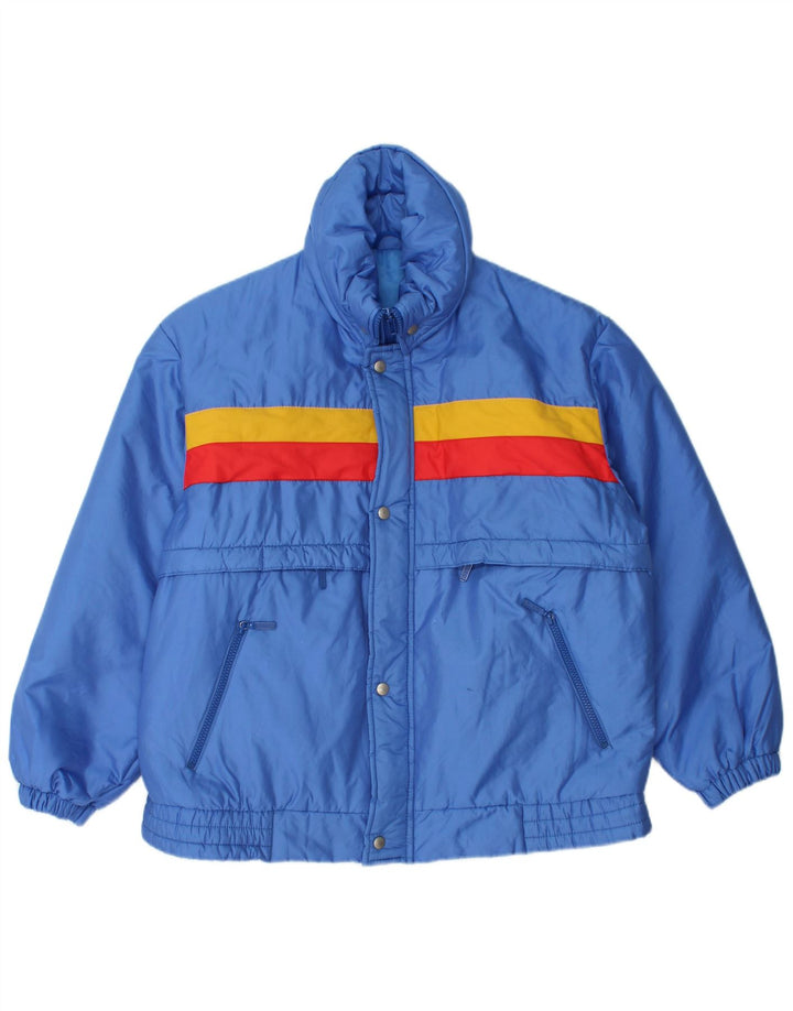 VINTAGE Ανδρικό μπουφάν με κουκούλα UK 36 Small Blue Colorblock Πολυαμίδιο