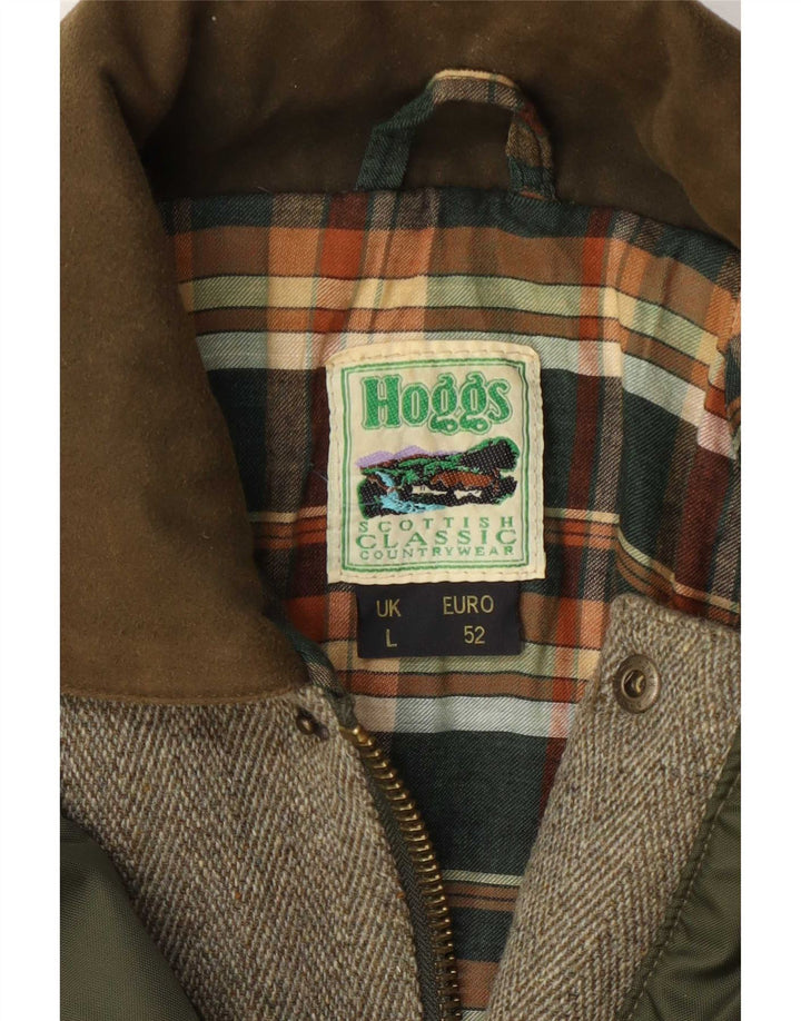 Hoggs Mens Utility Jacket UK 40 Large Grey Chevron Wool Classic