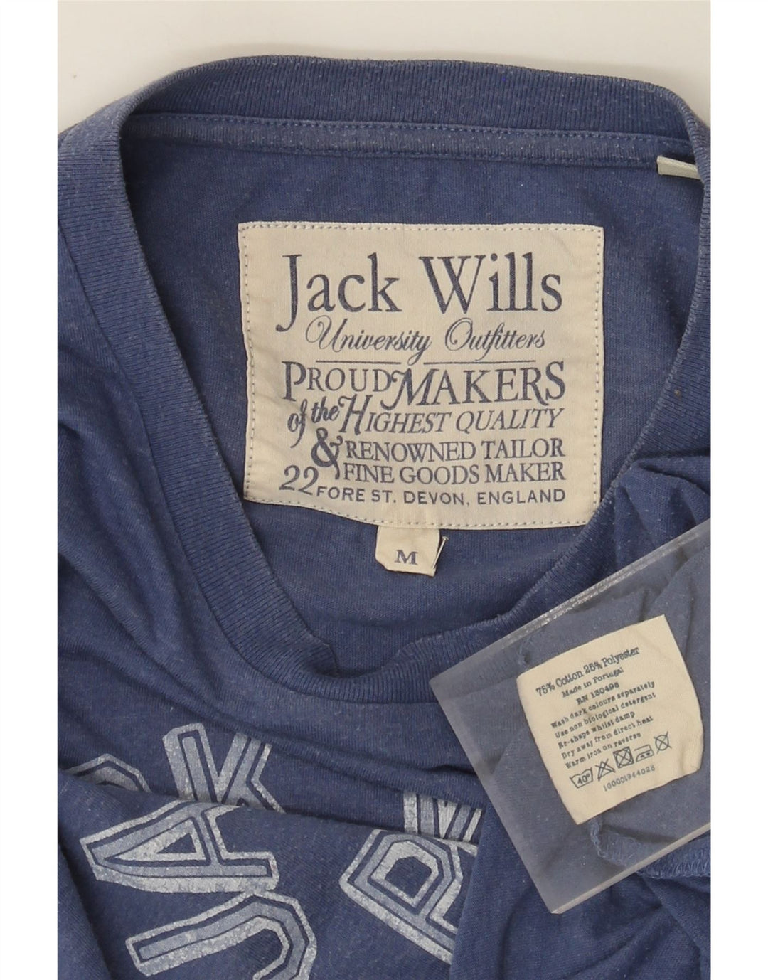 Ανδρικό γραφικό μπλουζάκι Jack Wills Μπλουζάκι από μεσαίο μπλε βαμβακερό