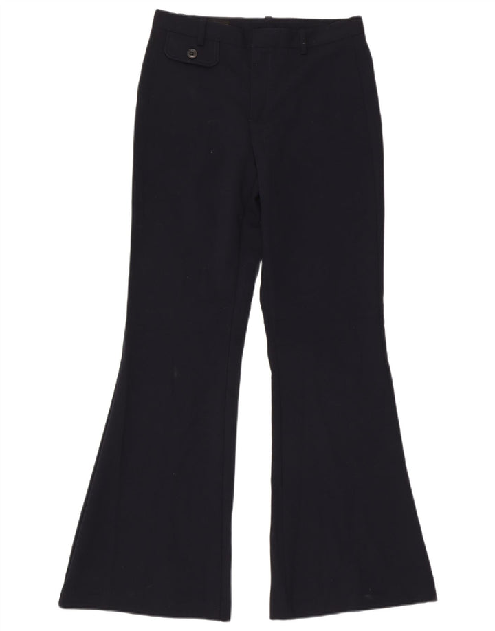 Zara Γυναικείο Flare Casual Παντελόνι Small W26 L32 Navy Blue Polyester
