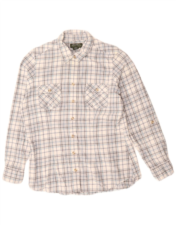 EDDIE BAUER Γυναικείο πουκάμισο UK 16 Large Grey Check Cotton