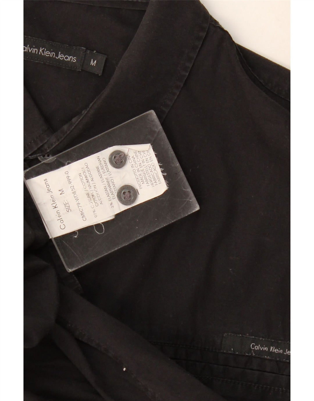Ανδρικό πουκάμισο Calvin Klein, μεσαίο μαύρο βαμβακερό