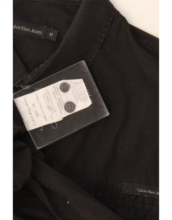 Ανδρικό πουκάμισο Calvin Klein, μεσαίο μαύρο βαμβακερό