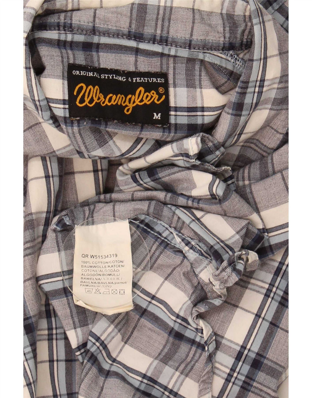 Ανδρικό πουκάμισο Wrangler με μεσαίο μπλε βαμβακερό καρέ