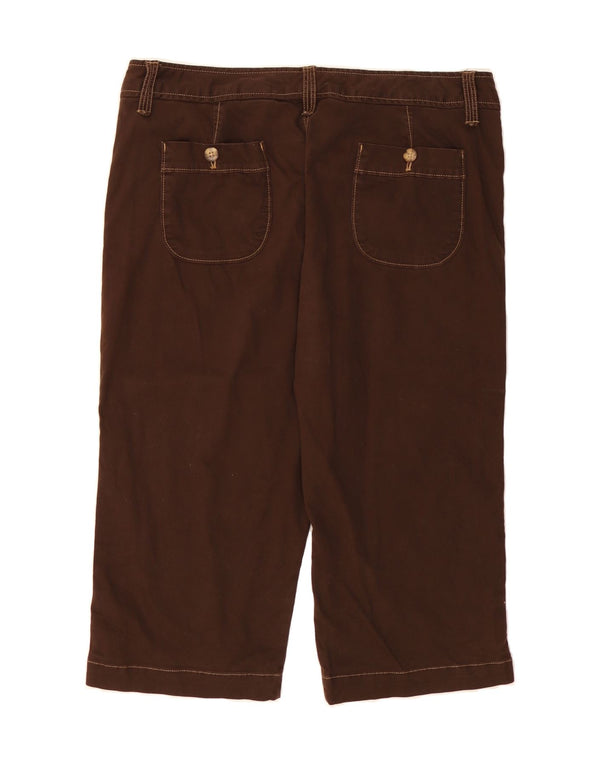 EDDIE BAUER Womens Straight Capri Trousers US 16 2XL W38 L19 Brown Cotton