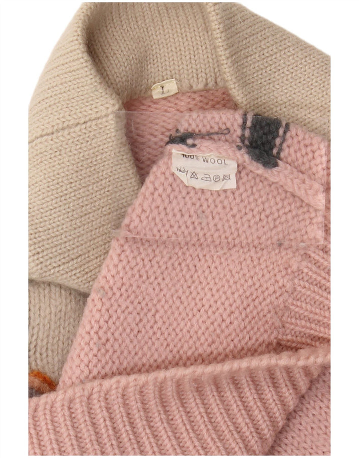 VINTAGE Γυναικείο πουλόβερ με λαιμό χελώνα με παραγάδι UK 16 μεγάλο ροζ