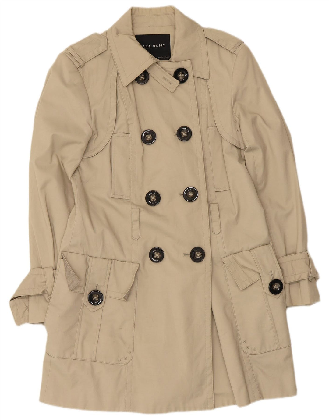 Zara Γυναικεία καμπαρντίνα UK 14 Large Beige Nylon