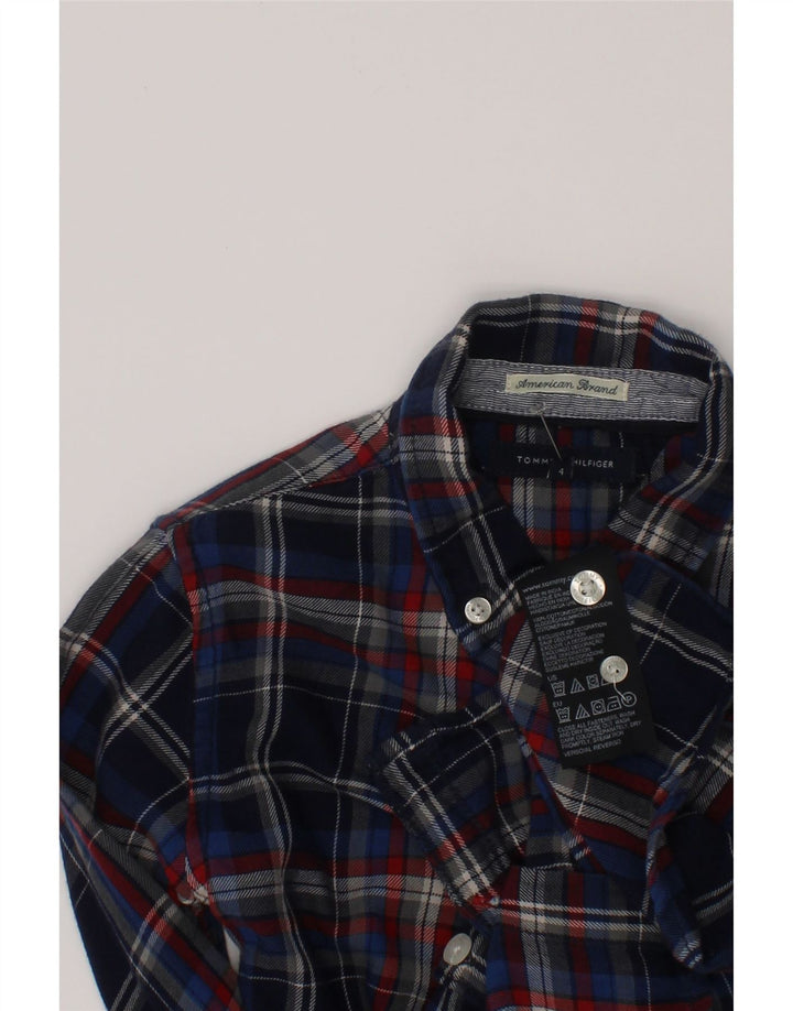 Tommy Hilfiger Boys Flannel πουκάμισο 3-4 ετών Navy Blue Check Cotton