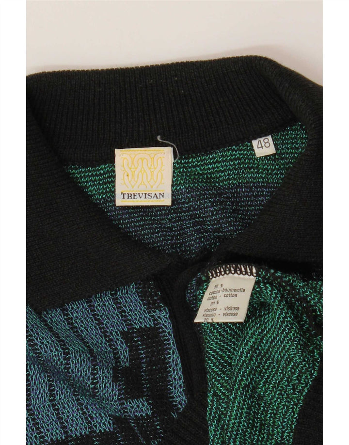 Vintage ανδρικό αφηρημένο πουλόβερ με λαιμό πόλο IT 48 Medium Multico