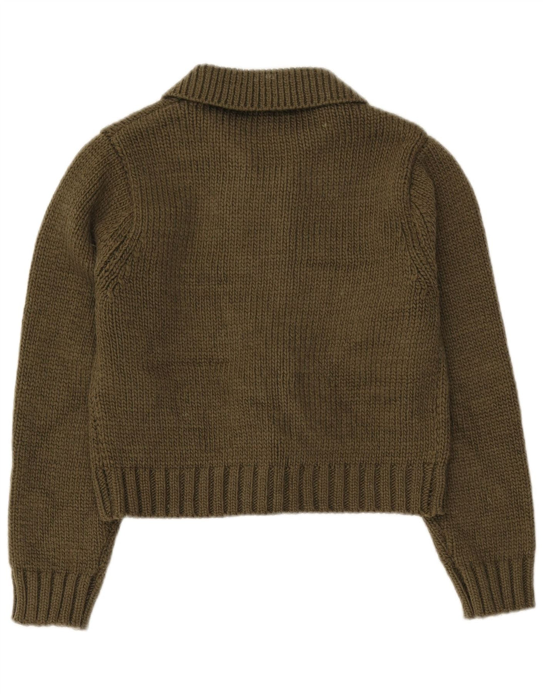 Zara Γυναικεία Ζακέτα Crop UK 16 Large Khaki Polyester