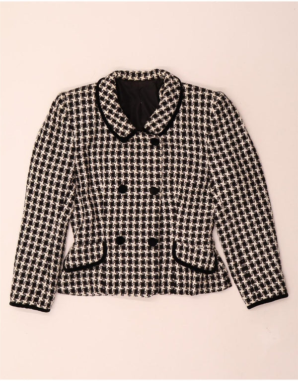 Vintage γυναικείο διπλό μπουφάν Blazer UK 14 Medium Black Houndstooth
