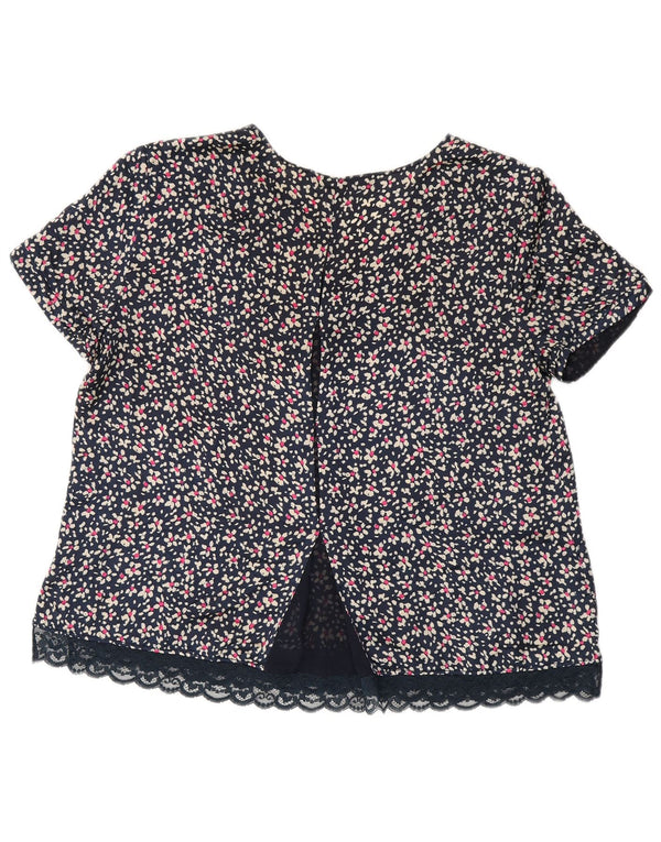 Γυναικεία μπλούζα ZARA Top UK 16 Large Navy Blue Floral
