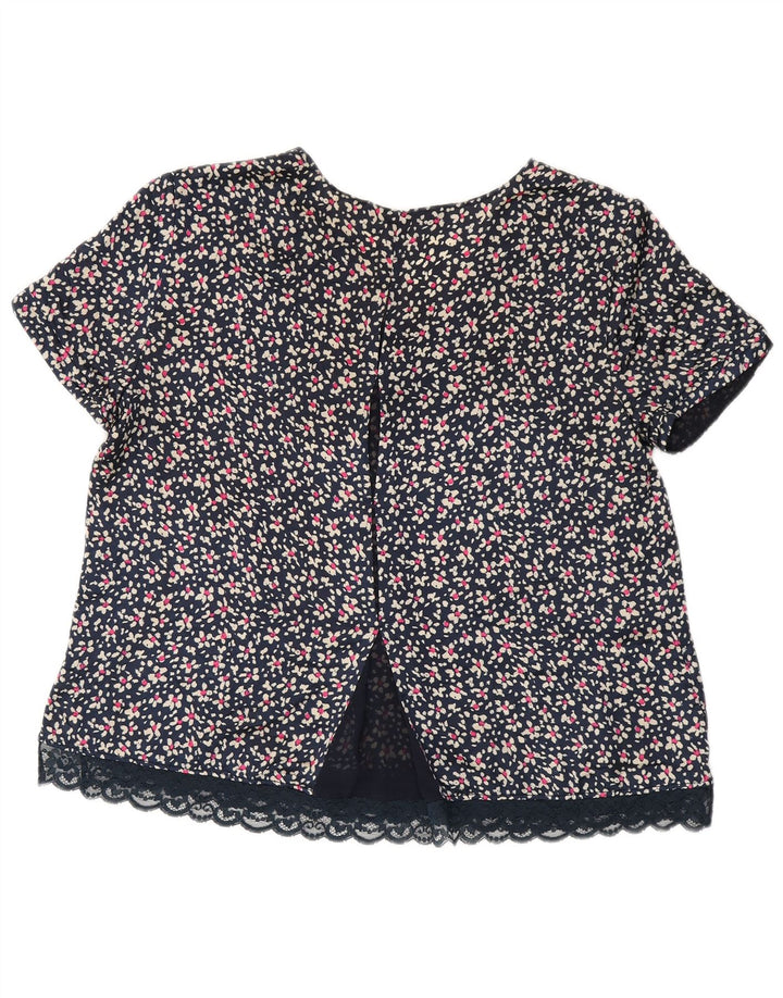 Γυναικεία μπλούζα ZARA Top UK 16 Large Navy Blue Floral