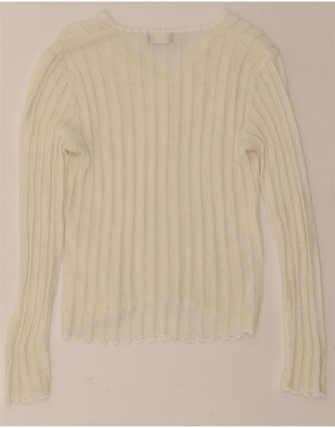 ORSAY Womens V-Neck Jumper Sweater UK 12 Medium Off White Vintage Orsay and Second-Hand Orsay from Messina Hembry 