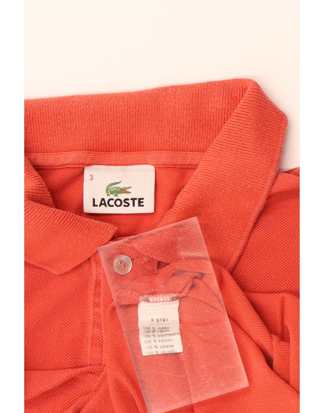 LACOSTE Mens Polo Shirt Size 3 Small Orange Cotton Vintage Lacoste and Second-Hand Lacoste from Messina Hembry 