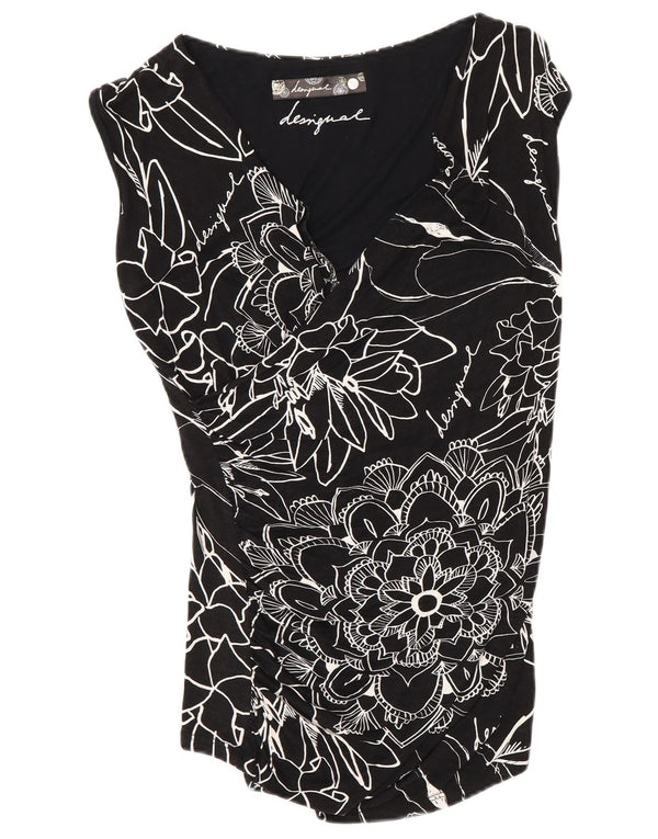 Γυναικεία μπλούζα Desigual Top UK 10 Small Black Floral Viscose