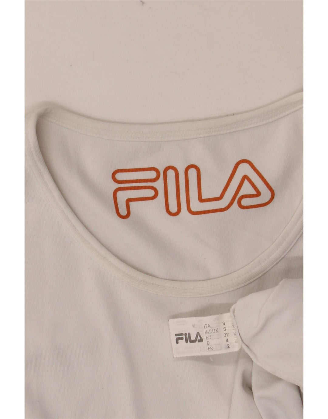 FILA Γυναικείο T-Shirt Top UK 10 Small White Viscose