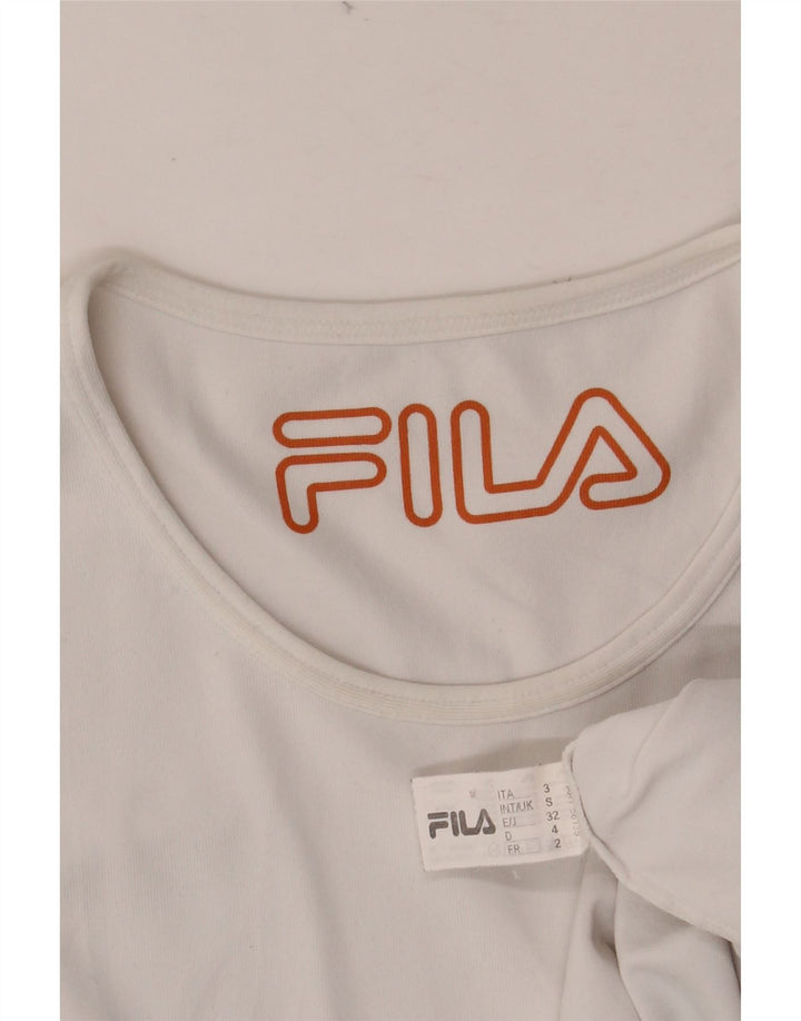 FILA Γυναικείο T-Shirt Top UK 10 Small White Viscose