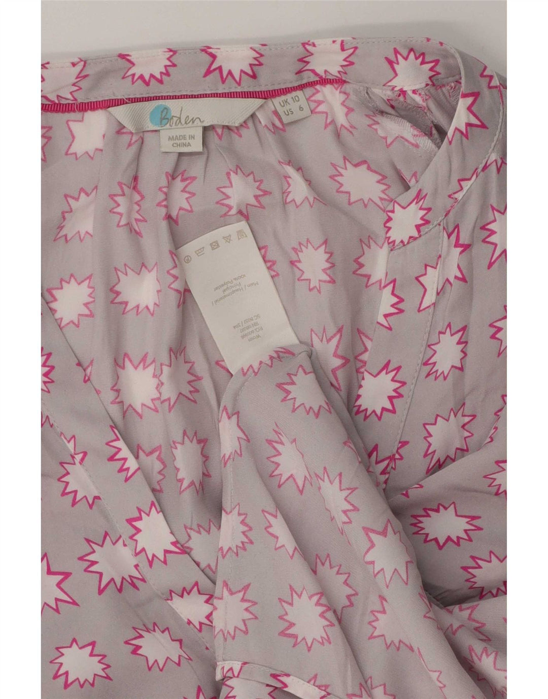 Boden Γυναικεία Abstract Pattern Μπλούζα πουκάμισο μεγάλου μεγέθους UK 10 Small Grey