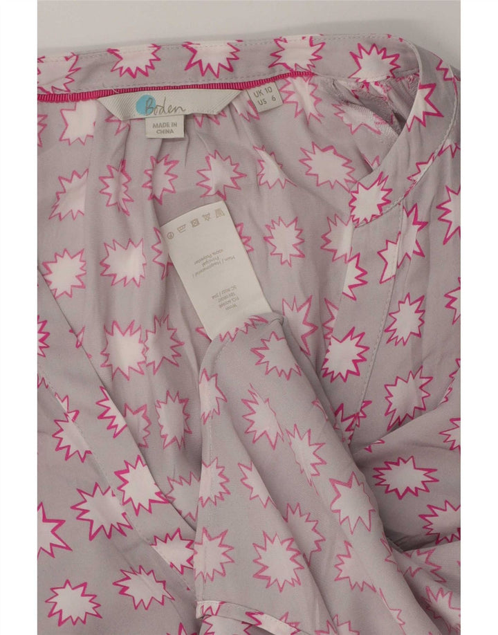 Boden Γυναικεία Abstract Pattern Μπλούζα πουκάμισο μεγάλου μεγέθους UK 10 Small Grey