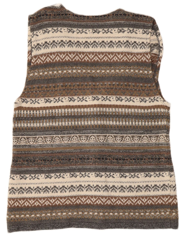 Vintage γυναικείο αμάνικο πουλόβερ UK 14 Medium Grey Geometric